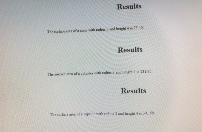 Solved Overview: Write a program to calculate the surface | Chegg.com