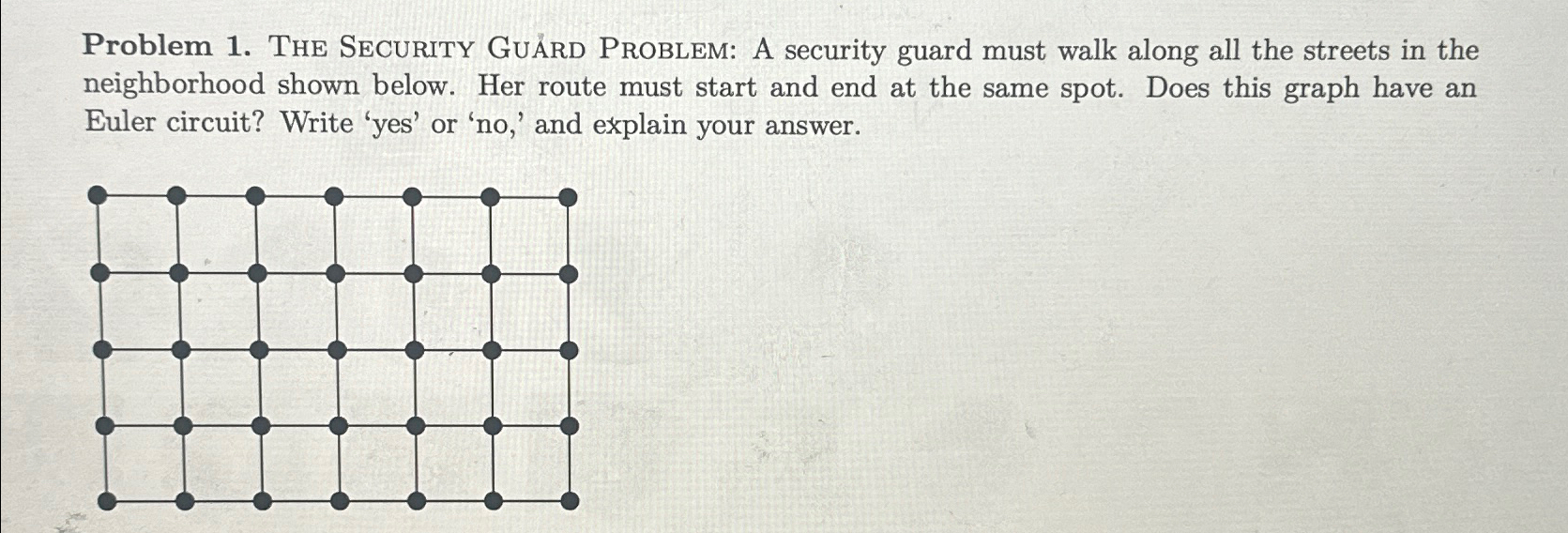 Problem 1. ﻿The Security GuẢrd Problem: A security | Chegg.com