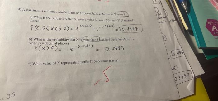 Solved 4) A continuous random variable X has an Exponential | Chegg.com
