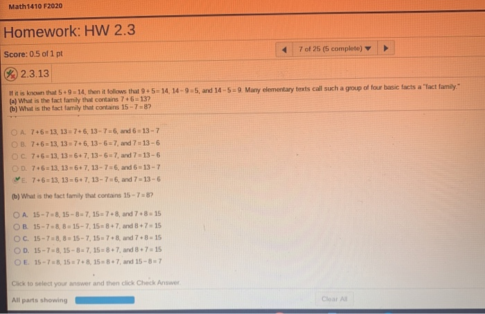 Solved Math 1410 F2020 Homework: HW 2.3 7 of 25 (5 complete) | Chegg.com