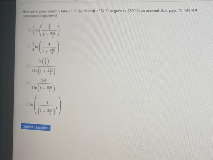 How many years would it take an initial deposit of | Chegg.com