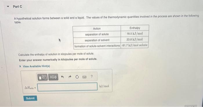 Solved A hypothetical solution forms between a solid and a | Chegg.com