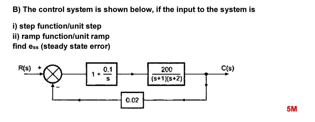 Solved B) The control system is shown below, if the input to | Chegg.com