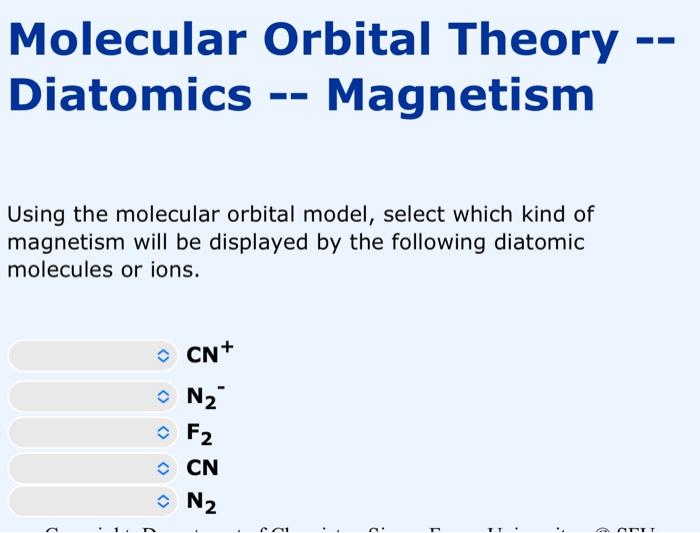 Solved Molecular Orbital Theory Diatomics