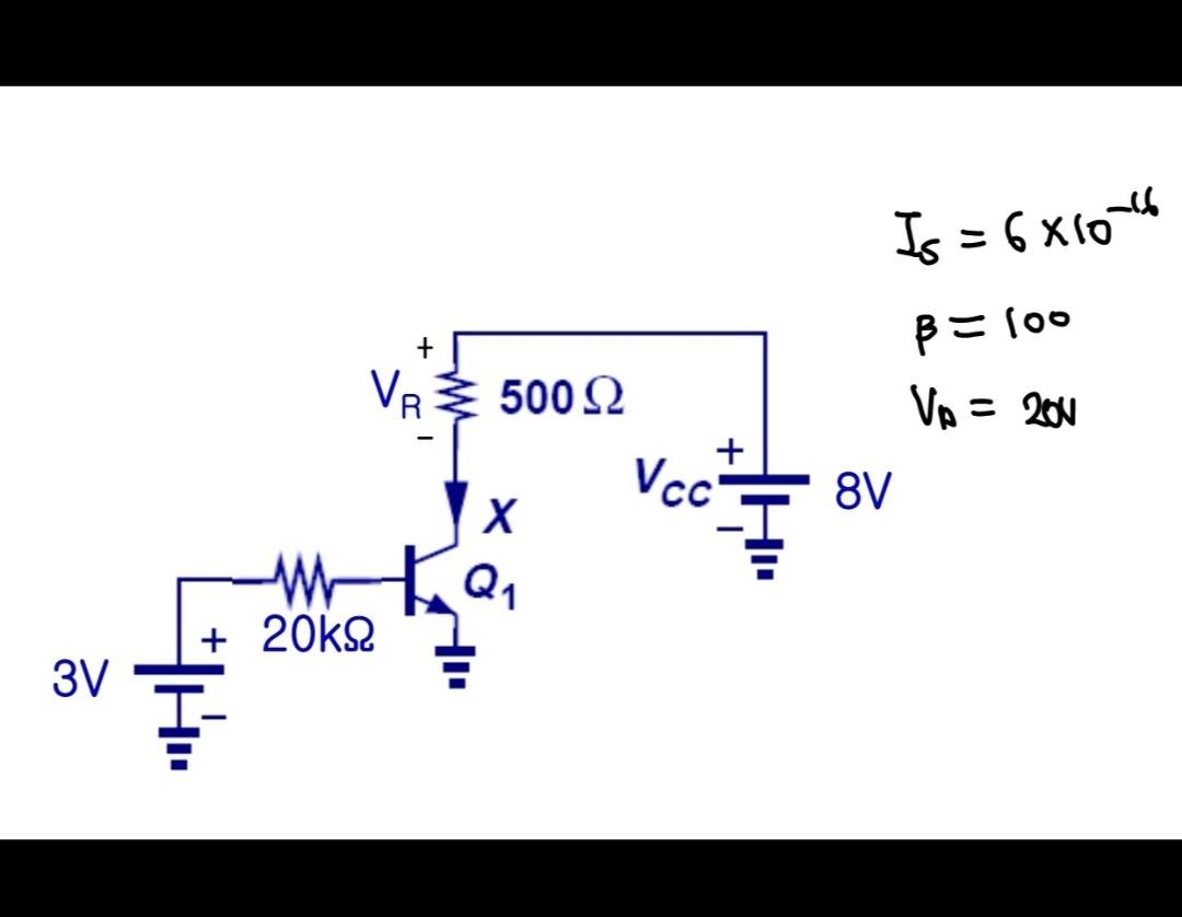 Solved It is VA = 20V that means the degree of Early | Chegg.com