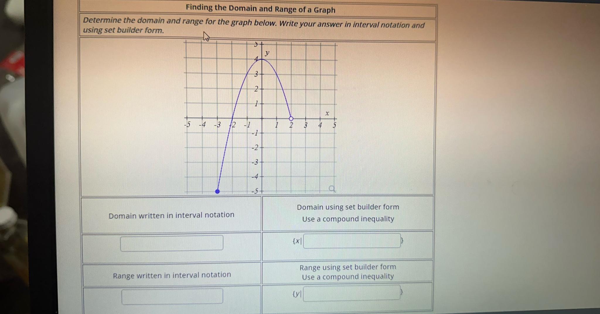 Finding the Domain and Range of a GraphDetermine the