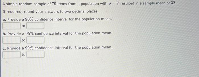 Solved A simple random sample of 70 items from a population | Chegg.com