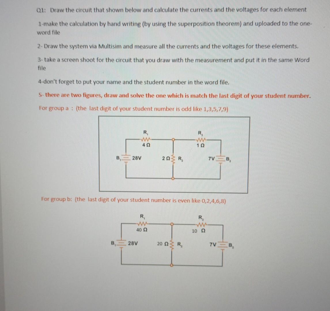 Solved Q1: Draw the circuit that shown below and calculate | Chegg.com