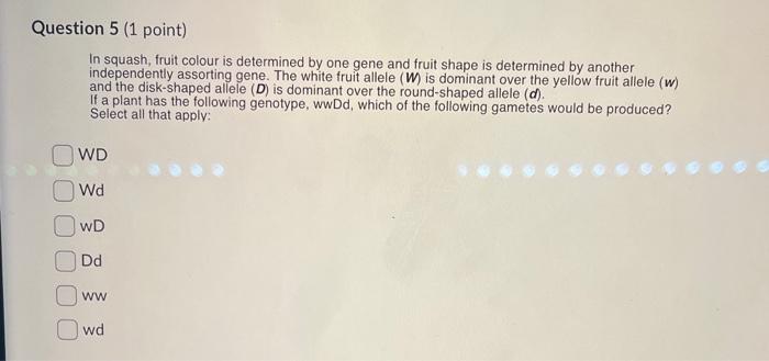 Solved In squash, fruit colour is determined by one gene and | Chegg.com