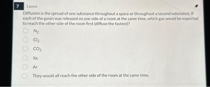 Solved Diffusion is the spread of one substance throughout a | Chegg.com