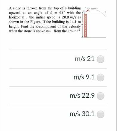 Solved A stone is thrown from the top of a building upward | Chegg.com