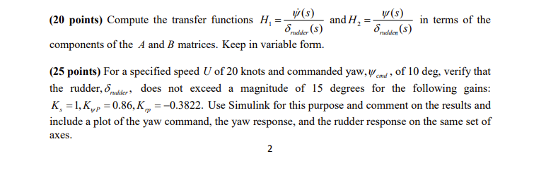 Solved (20 ﻿points) ﻿Compute the transfer functions | Chegg.com