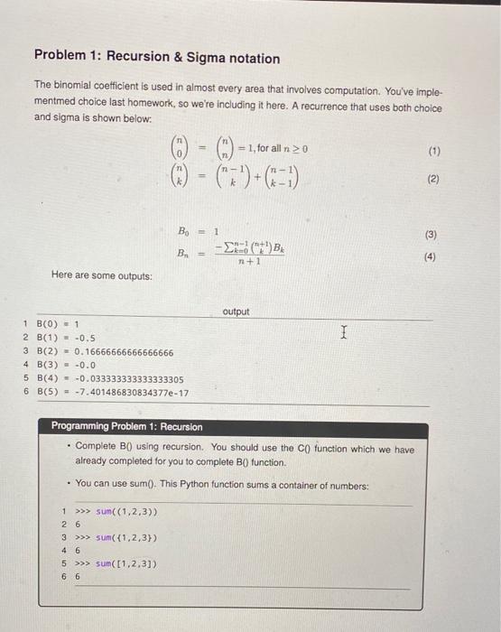 Solved The binomial coefficient is used in almost every area | Chegg.com