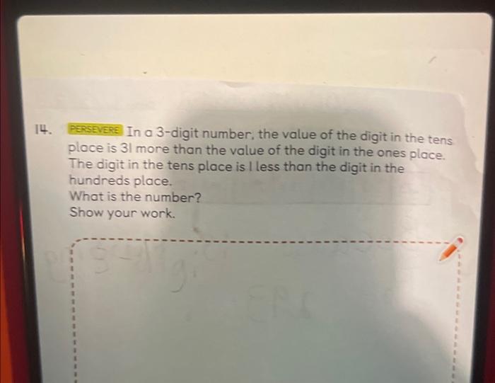 the digit 3 in which number represents a value of 3 tens