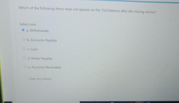 Solved Which Of The Following Items Does Not Appear On The | Chegg.com