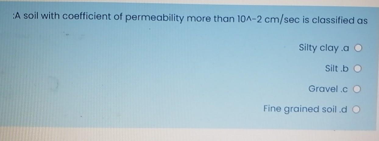 Solved A soil with coefficient of permeability more than | Chegg.com