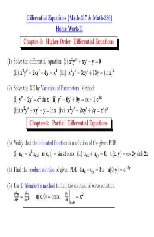 Solved Differential Equations (Math317 & Math336) Home