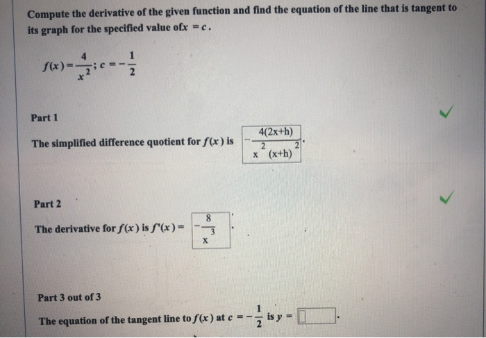 Solved Compute the derivative of the given function and find | Chegg.com