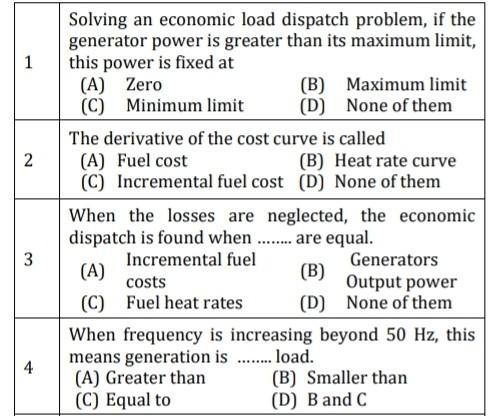 Solved 1 2 Solving an economic load dispatch problem, if the | Chegg.com