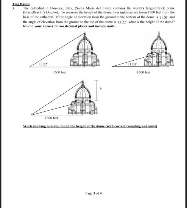 Solved trig basics 3 the cathedral in florence italy chegg