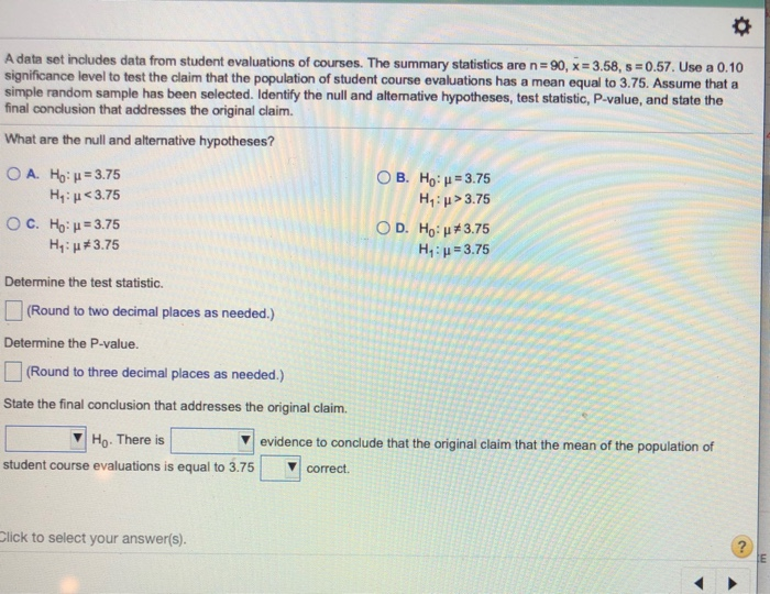 Solved A data set includes data from student evaluations of