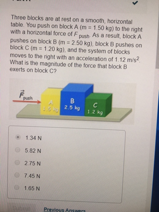 Solved Three Blocks Are At Rest On A Smooth, Horizontal | Chegg.com