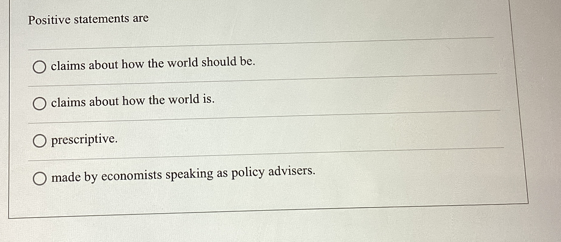 Solved Positive statements areclaims about how the world | Chegg.com