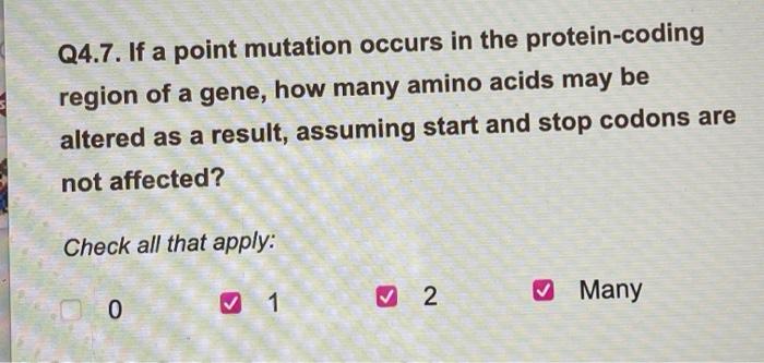 Solved Q4.7. If a point mutation occurs in the | Chegg.com
