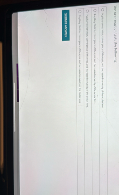 Solved The near reaction tests the following:Pupillary | Chegg.com