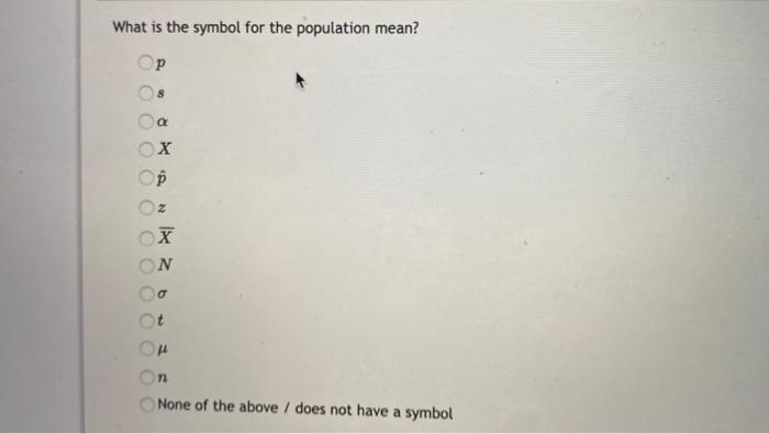 Solved What is the symbol for the sample variance? | Chegg.com