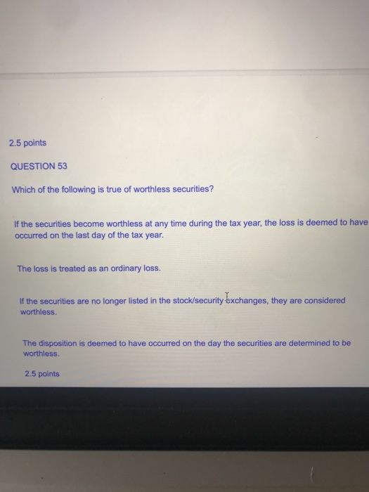 Solved 2.5 points QUESTION 53 Which of the following is true | Chegg.com