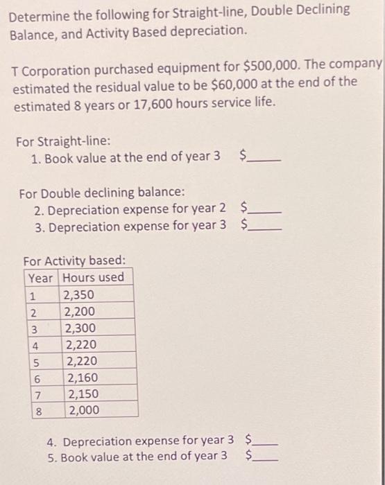 Solved determine the following for straight line double chegg