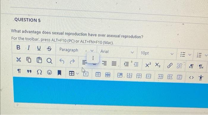 Solved QUESTION 5 What advantage does sexual reproduction | Chegg.com