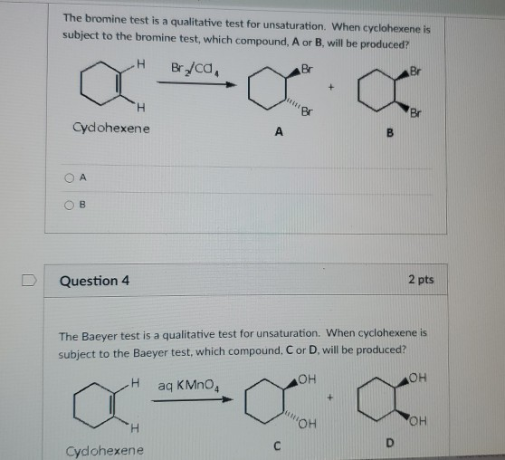 Solved The bromine test is a qualitative test for