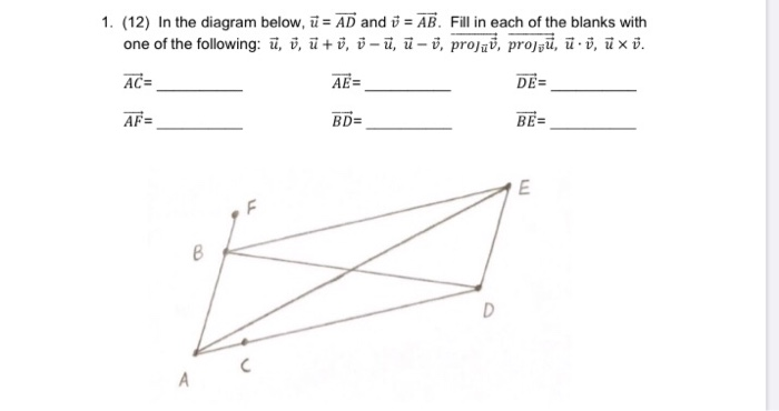 Solved 1 12 In The Diagram Below U Ad And 3 Ab F Chegg Com