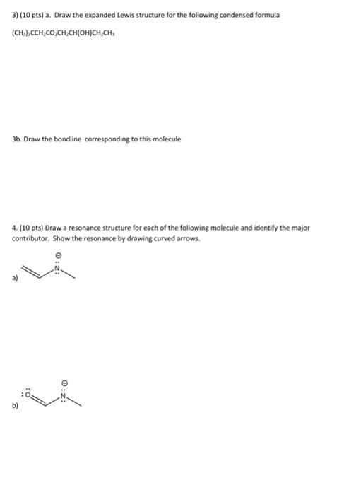 Solved 3) (10 pts) a. Draw the expanded Lewis structure for | Chegg.com