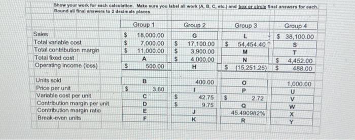 Solved Show your work for each calculation. Make sure you | Chegg.com