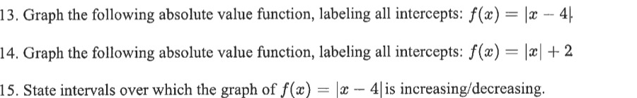 Solved 13) ﻿Graph the following absolute value function, | Chegg.com
