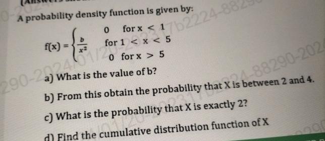 Solved A probability density function is given | Chegg.com