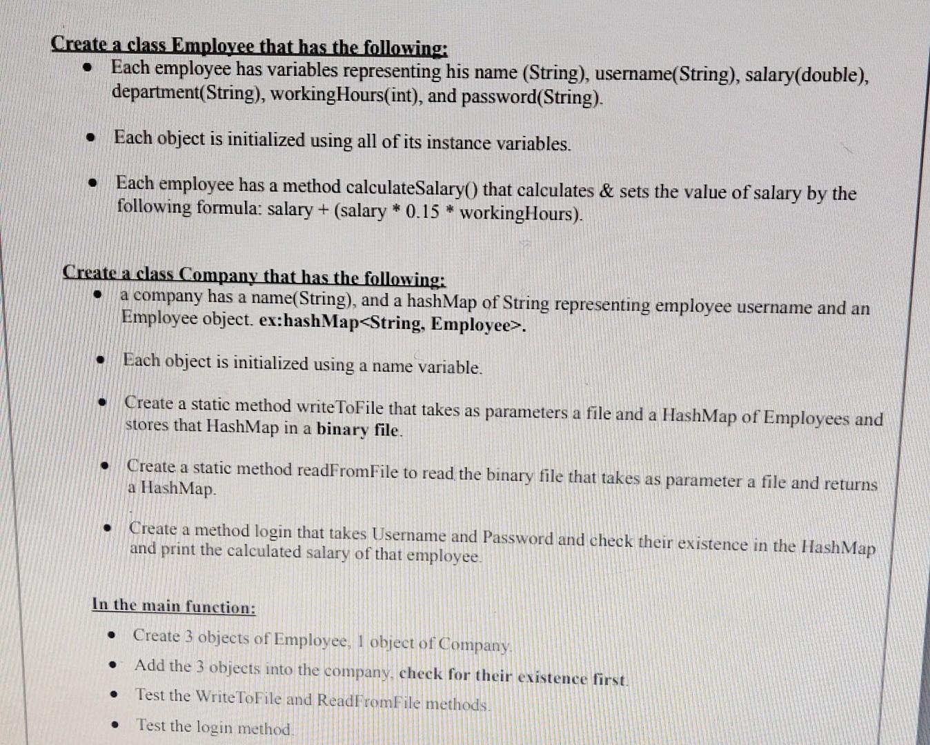 Solved Create a class Employee that has the following: - | Chegg.com