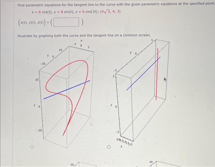 Solved Find parametric equations for the tangent line to the | Chegg.com