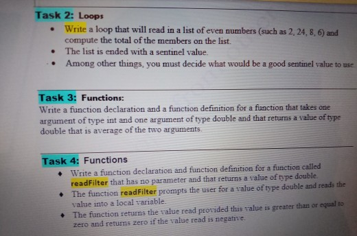 Solved Task 2: Loops Write a loop that will read in a list | Chegg.com