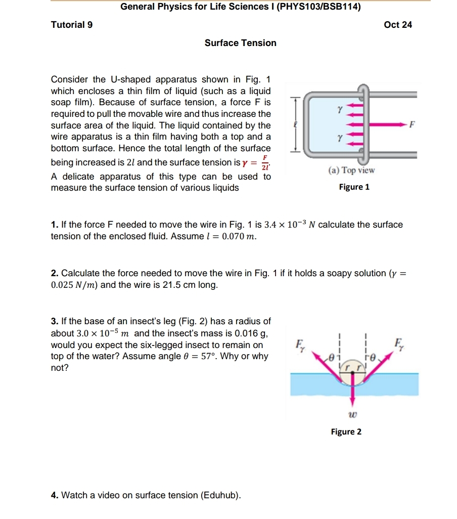General Physics for Life Sciences I