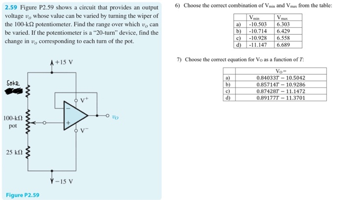 Solved 6) Choose the correct combination of Vmin and Vmax | Chegg.com