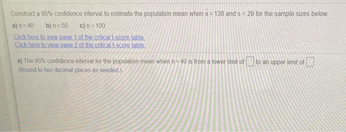 Solved Construct a 95% confidence interval to estimate the | Chegg.com