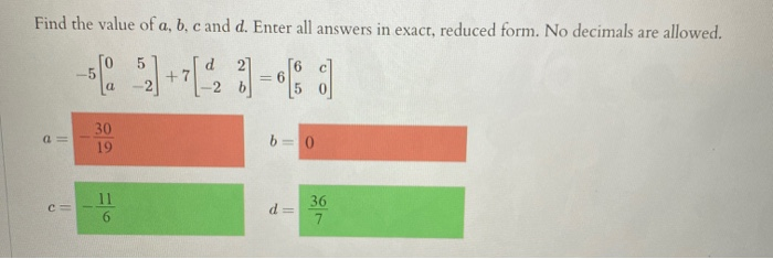 Solved Find The Value Of A, B, Cand D. Enter All Answers In | Chegg.com