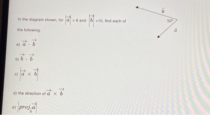 Solved In The Diagram Shown, For ∣a∣=6 And ∣b∣=10, Find Each | Chegg.com