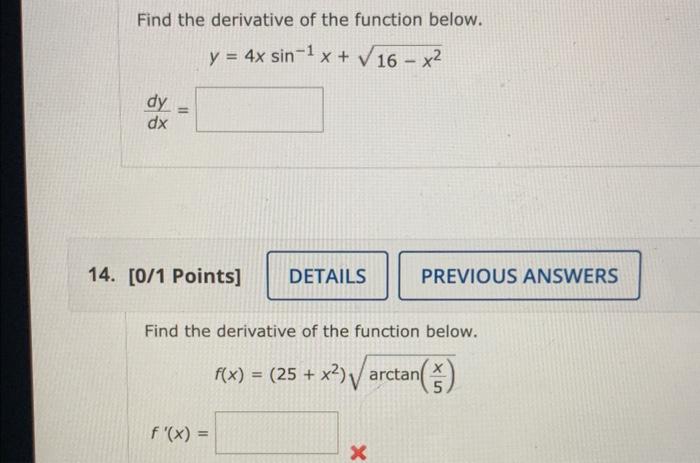 Find the derivative of the function below.
\[
\begin{array}{r}
y=4 x \sin ^{-1} x+\sqrt{16-x^{2}} \\
\frac{d y}{d x}=
\end{ar