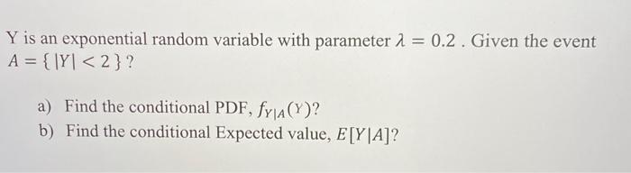 Solved Y is an exponential random variable with parameter | Chegg.com