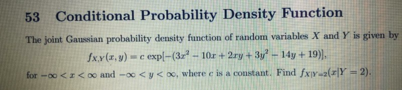 Solved 53 Conditional Probability Density Function The joint | Chegg.com